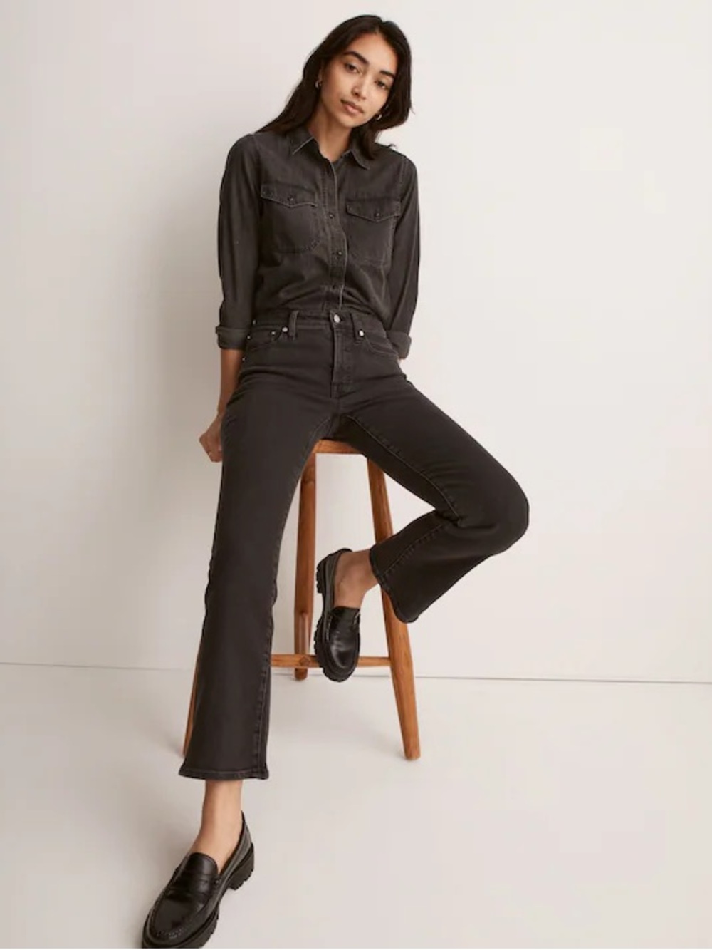 Madewell Mid-Rise Kick Out Crop Flare Jeans | Super Stretch Starkey Wash | 29